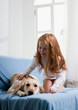 Little girl and dog