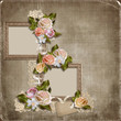 Vintage background with frames and roses