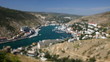 Tilt-shift miniature effect of Balaklava bay, Crimea. Timelapse
