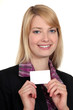 canvas print picture - Woman showing card