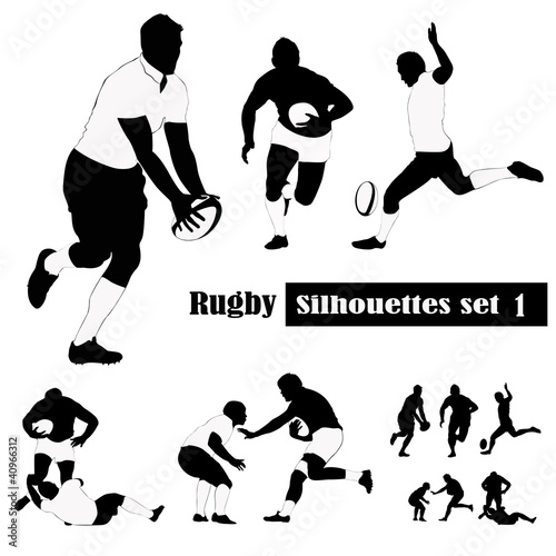 Vektor: Rugby silhouettes set .Vector illustrations Rugby silhouettes set .Vector illustrations