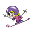 Little girl skiing