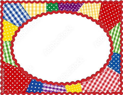 Vector: Patchwork Quilt Frame, copy space, rickrack border Patchwork Quilt Frame, copy space, rickrack border