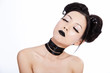 Young asian female with black makeup Young asian female with black makeup
