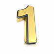 canvas print picture - The number one as a shiny metal object over white