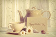 Note card with teapot and cup for Mother's day Note card with teapot and cup for Mother's day