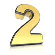 The number two as a shiny metal object over white
