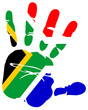 hand print flag of South Africa hand print flag of South Africa