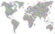 World map in a mosaic of harlequin squares World map in a mosaic of harlequin squares