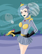 Retro Space Girl Vector Pin-Up