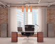 Illustration: Office with a black chair Office with a black chair