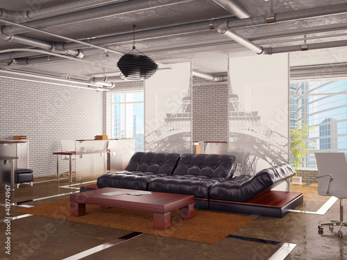 Illustration: Office interior with sofa Office interior with sofa