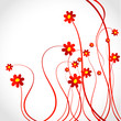 Abstract decorative spring floral background with red flowers Abstract decorative spring floral background with red flowers