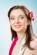 portrait of a beautiful girl on a blue background