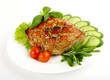 Glazed Roast Pork with vegetables isolated on white background. Glazed Roast Pork with vegetables isolated on white background.