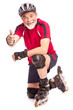 senior man inline skating