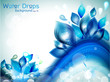 Abstract water background with splash and glitter effects.