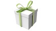 Illustration: present box with bow green light perspective present box with bow green light perspective