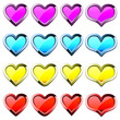 Set of colored heart shape icons, vector illustration