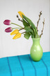 Easter still life with colored eggs