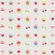 Vector: seamless pattern with decorated cupcakes seamless pattern with decorated cupcakes