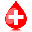 Blood drop with medical cross isolated on white