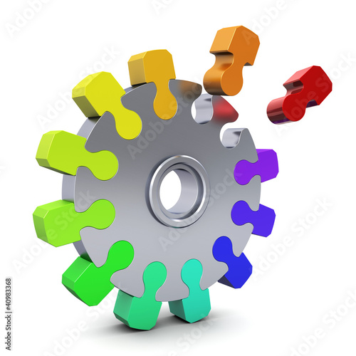 Illustration: Zahnrad - Puzzle bunt Zahnrad - Puzzle bunt