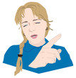 A woman on a white background