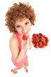 Fun woman with strawberry on the white background Fun woman with strawberry on the white background
