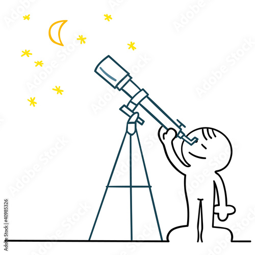 Vector: figur beobachtet himmel mit teleskop figur beobachtet himmel mit teleskop