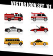Set of the car icons in vector.