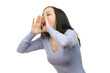 Woman screaming out loud