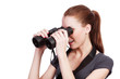 Curious girl with binoculars