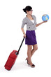 Businesswoman with suitcase and a globe