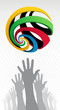 Vector: Raised hands Group with Olympic globe icon Raised hands Group with Olympic globe icon