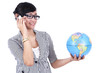 Businesswoman with globe