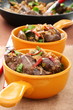 Chicken liver with onion and walnuts.