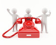3D people with a giant red telephone