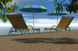 Two relax chair of beach on sand during summer. Two relax chair of beach on sand during summer.