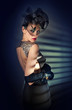 Retro Woman Portrait with black glover