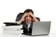 Business man in his office tired