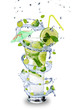 Fresh mojito drink with splash spiral around glass