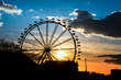 Sunset in amusement park at summer