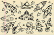 Outer Space Doodle Sketch notebook Elements