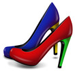 isolated color shoes on white