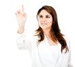 Businesswoman touching with finger