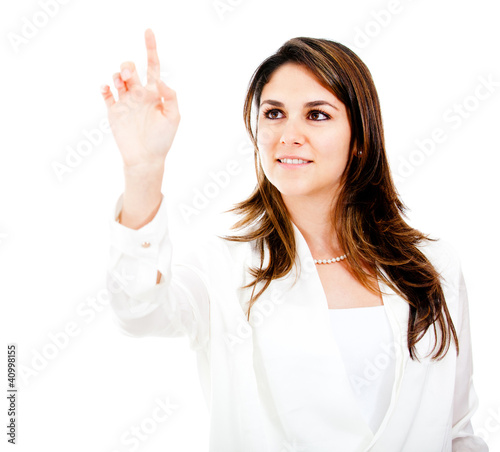 Photo: Businesswoman touching with finger Businesswoman touching with finger