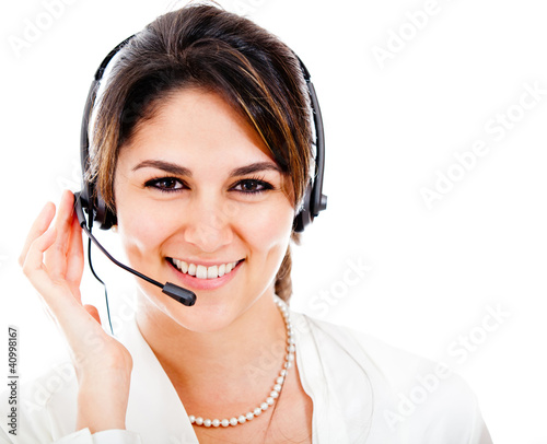 Photo: Happy woman with headset Happy woman with headset