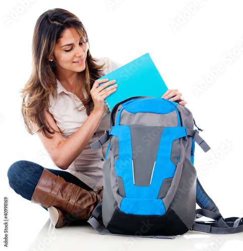 Foto: Female student with her bag Female student with her bag