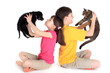 Children with family pets.
